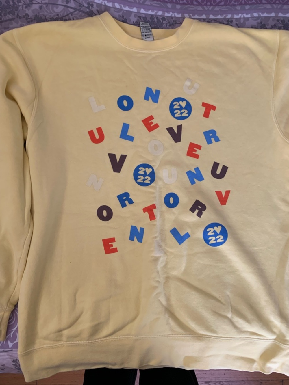 Harry styles love on tour alphabet soup yellow sweatshirt- HSLOT22-LARGE
